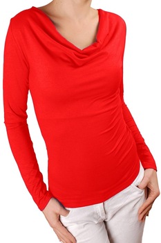 Bluza cu maneca lunga si decolteu grecesc, Ivanel, Rosu, L, Rosu deschis Bluza cu maneca lunga si decolteu grecesc, Ivanel, Rosu, L, Rosu deschis