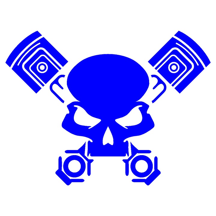 Sticker auto - Piston Head - Albastru - 15 x 11.3 cm