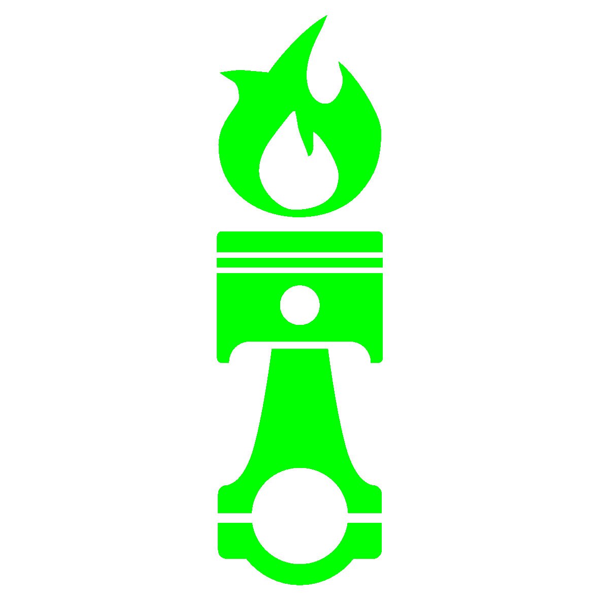 Sticker auto - Piston Flame - Verde - 15 x 4.3 cm