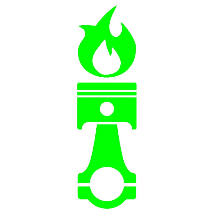 Sticker auto - Piston Flame - Verde - 15 x 4.3 cm