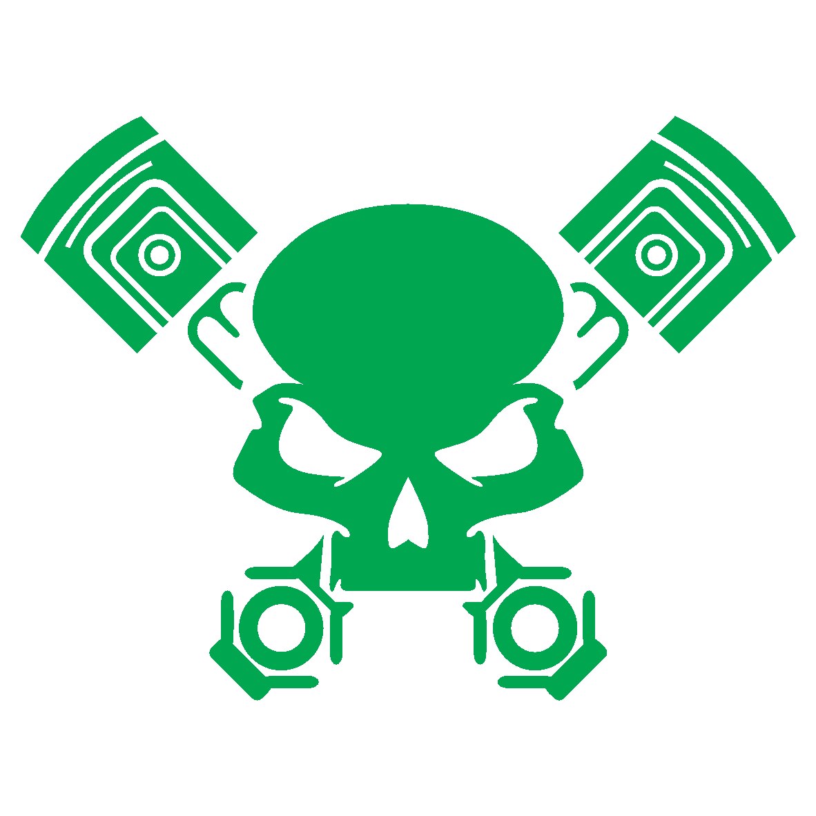 Sticker auto - Piston Head - Verde - 15 x 11.3 cm