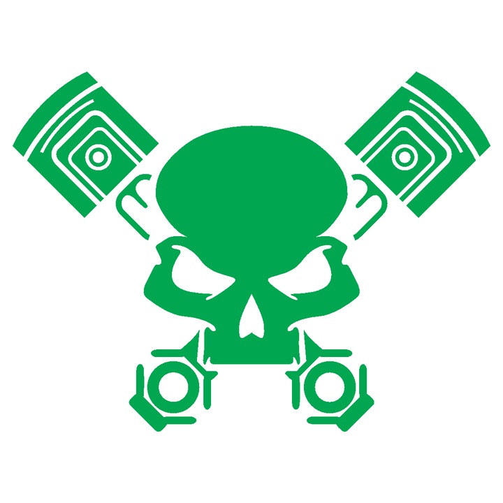 Sticker auto - Piston Head - Verde - 15 x 11.3 cm