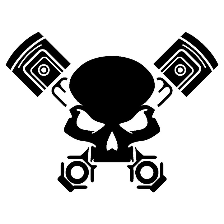 Sticker auto - Piston Head - Negru mat - 15 x 11.3 cm