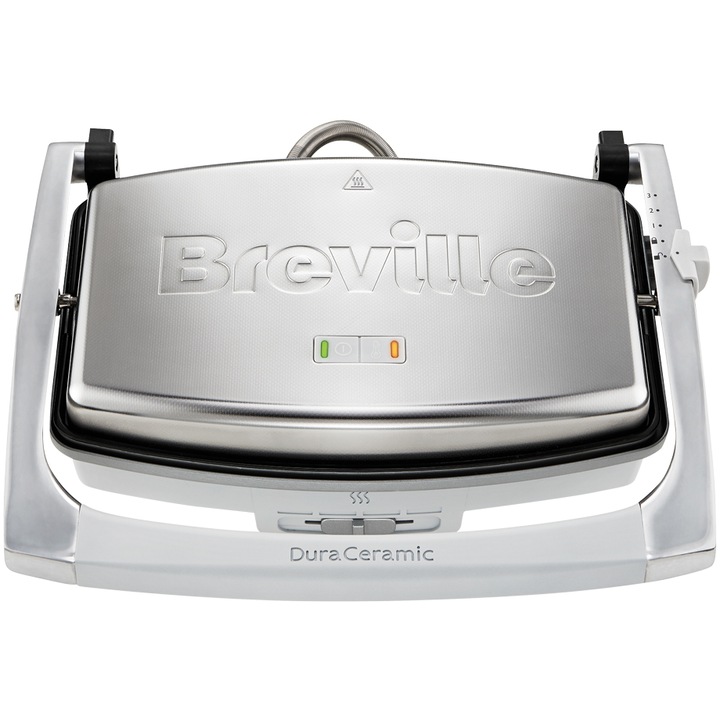 Sandwich-maker Breville Panini VST071X-01, 1000 W, DuraCeramic, 2-3 sandwich-uri, Argintiu