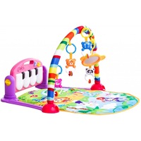 Centru de activitati multifunctional 4 in 1 cu Lumini si Sunete, PIAN Detasabil , Jucarii Zornaitoare, Oglinda detasabila, 4 Moduri de Joaca, Centru de activitati educativ si interactiv, Lavabil, Pink