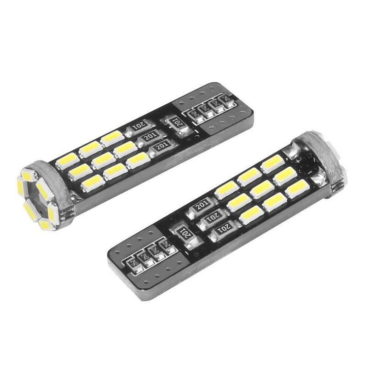 Set 2 becuri T10 24 LED-uri, 12V W5W 1.8W CANBUS Vision 58252 Carmotion