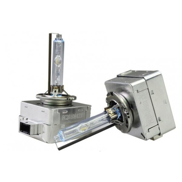 Set 2 becuri xenon D3S soclu metalic Quick Start lumina ALB rece 6000k
