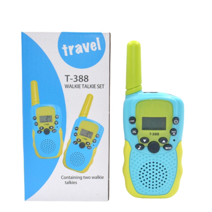 OEM Gyerek walkie talkie, Zseblámpa, LCD képernyő, 5km, Kék