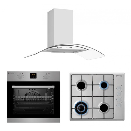Pachet Pyramis SMARTLINE COMFORT ELEGANT 90, cuptor electric digital 5 functii, plita cu gaz, arzator wok si hota decorativa