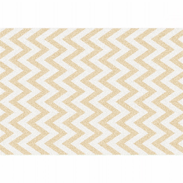 DacEnergy© szőnyeg, 100% poliészter, 57x90 cm, cikcakk minta, bézs és fehér