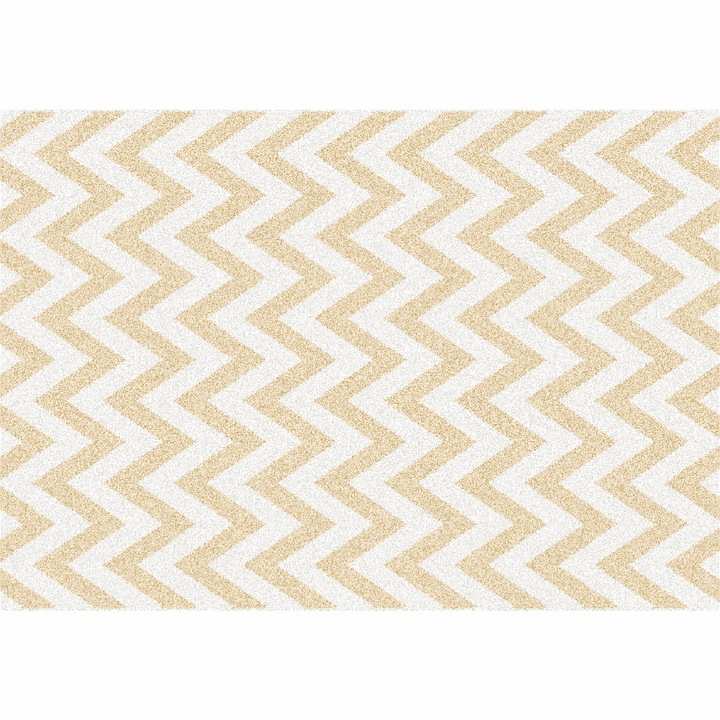 DacEnergy© szőnyeg, 100% poliészter, 57x90 cm, cikcakk minta, bézs és fehér