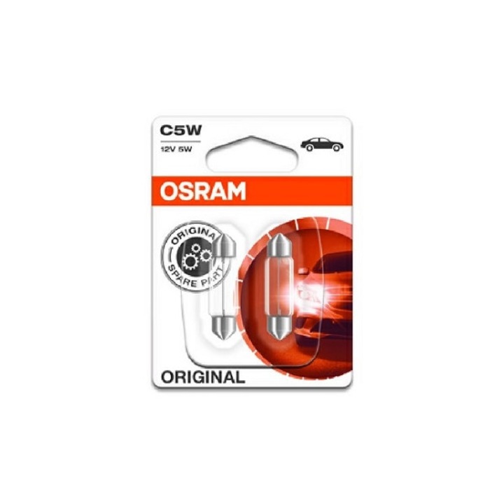 Set 2 becuri iluminare Osram 10651, numar circulatie 12 V, C5W, original, blister