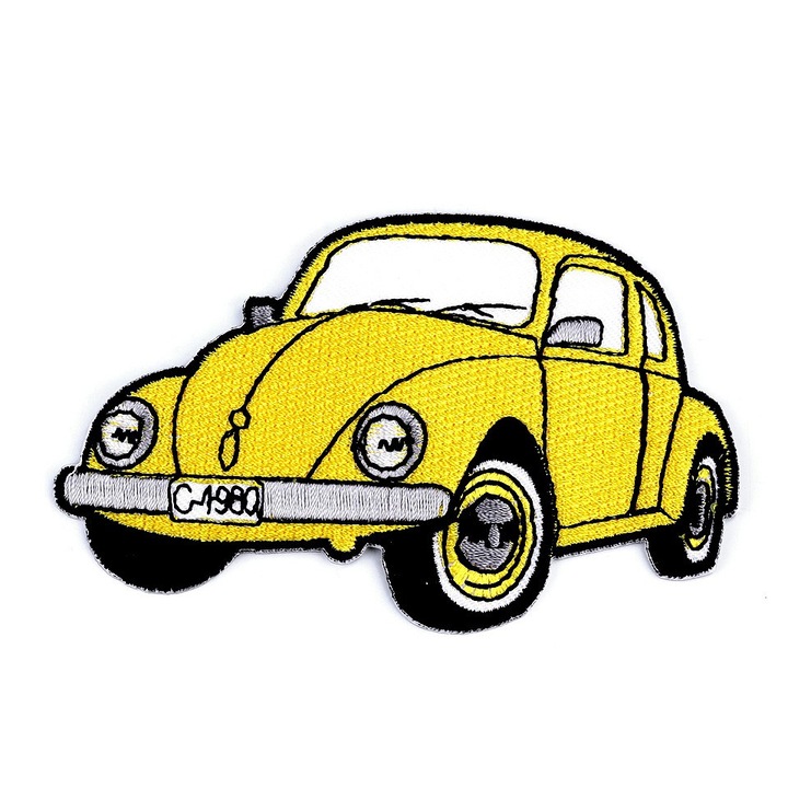 Термозалепваща текстилна апликация 9,5 х 6 см Жълта кола