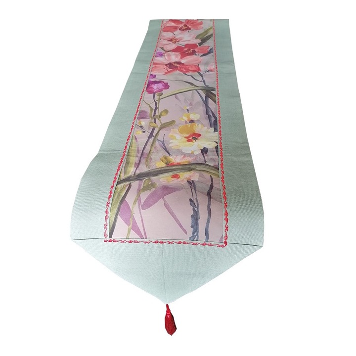 Casa Bucuriei asztali futó, Festett Virágok, tarka, 32 x 140 cm, két oldal