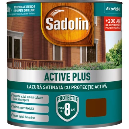 Lazura pe baza de apa Sadolin Activ plus, satinata, lucioasa, incolor 2.5L