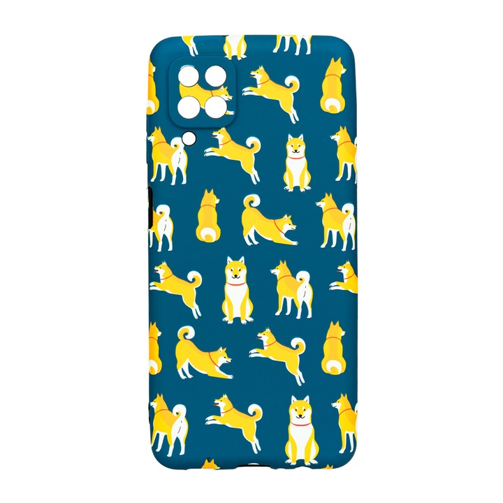 Husa de telefon, LUXO, compatibila cu Samsung Galaxy A12, model Shiba Pattern cu efect fosforescent, TPU, multicolor