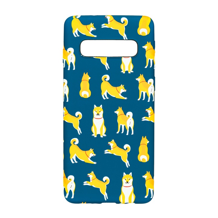 Husa de telefon, LUXO, compatibila cu Samsung Galaxy S10, model Shiba Pattern cu efect fosforescent, TPU, multicolor