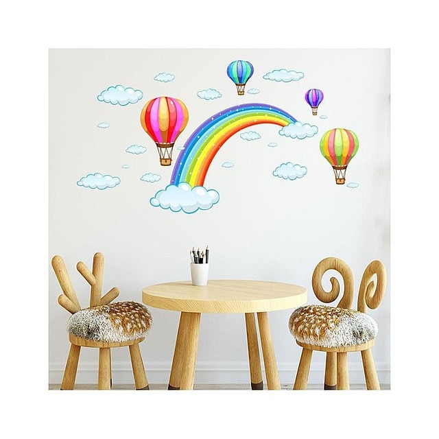 Sticker Decorativ Curcubeu Si Baloane Cu Aer Cald Dimensiuni In Pachet 45 X 30 Cm Maffstuff 1641