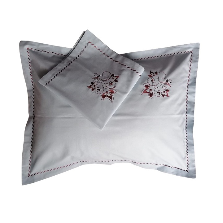 Set 2 Fete perna 40 x 60 cm, Casa Bucuriei, model Elegance, albastru deschis/cappucino, bumbac ranforce 100%, brodate