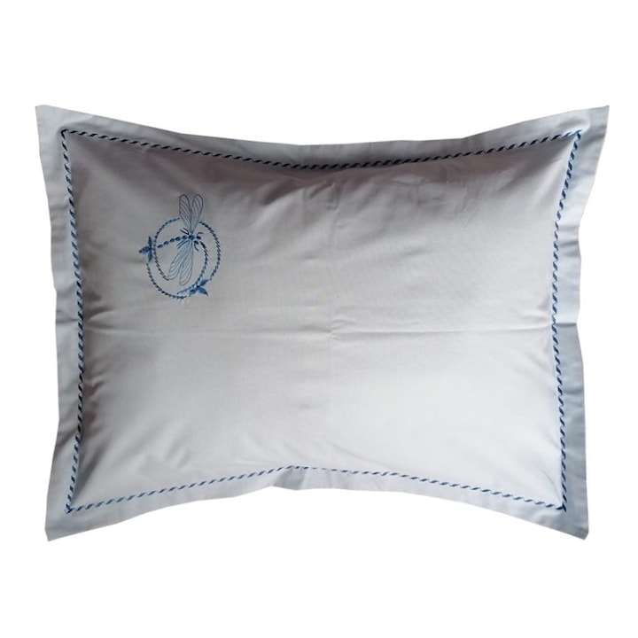 Set 2 Fete perna 50 x 60 cm, Casa Bucuriei, model Elegance, bleu pal, bumbac ranforce 100%, brodate
