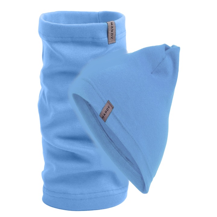 Set caciula cu esarfa tubulara, Nandy pentru copii, Albastru deschis