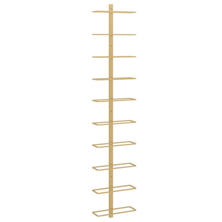 Suport sticle de vin vidaXL, de perete, 10 sticle, auriu, 24 x 9 x120 cm, metal
