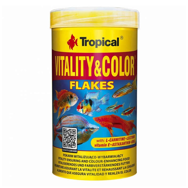 Храна за рибки Tropical Vitality and Color, Люспа, 1000мл