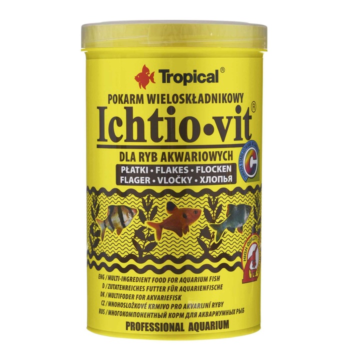 Храна за рибки Tropical Ichtio-Vit, Mногокомпонентна, Люспи, 500мл