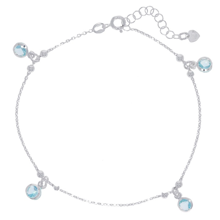 Bratara Argint pentru Glezna cu Zirconiu Albastru