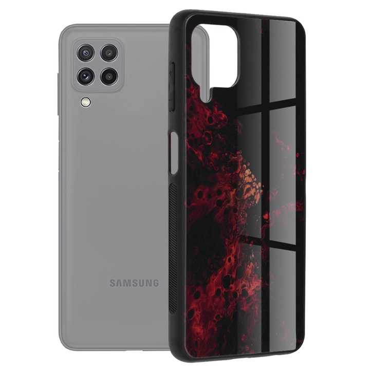 Кейс за Samsung Galaxy A22 4G, Techsuit Glaze Series, Red Nebula