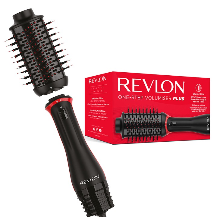 Електрическа четка за коса REVLON One-Step Volumiser PLUS RVDR5298E, Подвижна глава, 4 степени, Ceramic Tourmaline Technology