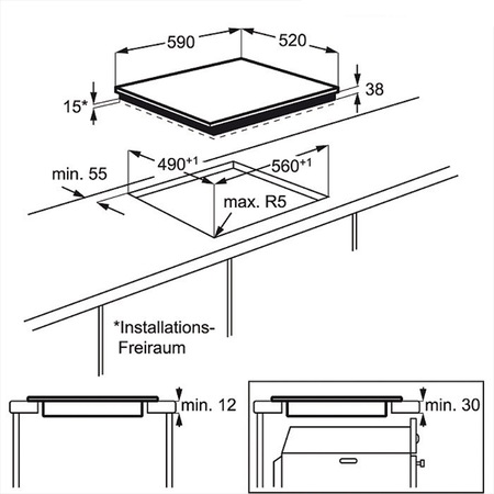 Plita incorporabila Electrolux EHF6343FOK, Vitroceramica, 4 zone gatit, Control touch, 59 cm, Sticla neagra
