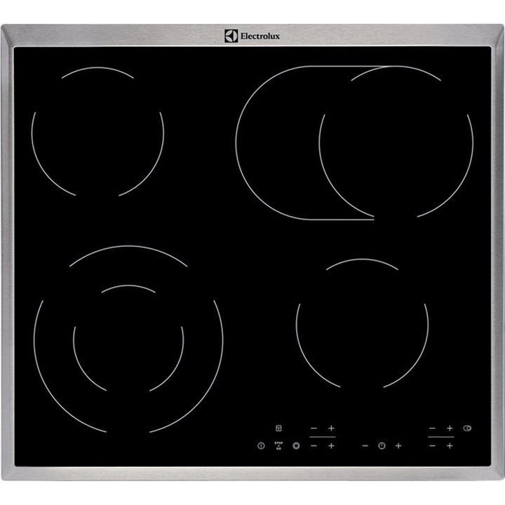 Plita incorporabila Electrolux EHF6346XOK, Vitroceramica, 4 zone gatit, Touch control, Sticla neagra