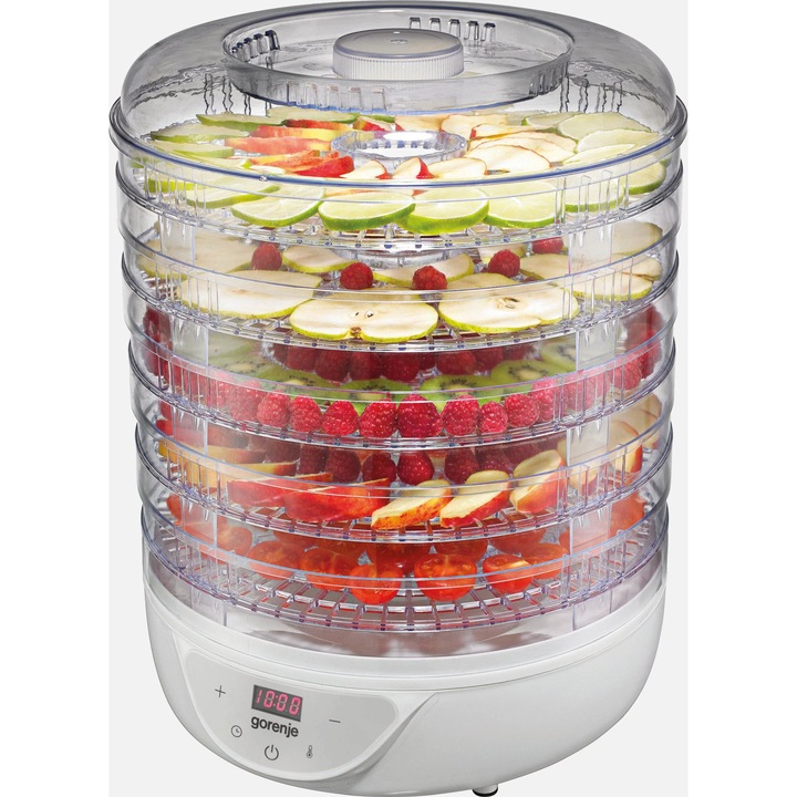 Deshidrator de alimente Gorenje FDK24DW, 240 W, LED, Temperatura ajustabila, Timer, Alb