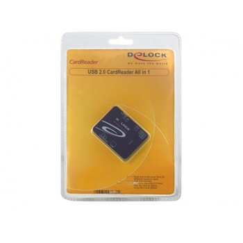 Cititor de carduri extern Delock, USB 2.0, All-in-one, Negru Cititor de carduri extern Delock, USB 2.0, All-in-one, Negru