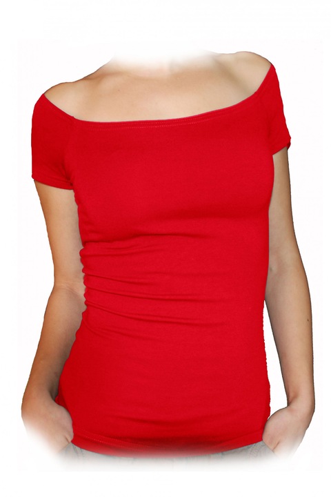 Дамска блуза Ivanel Френско деколте, Къс ръкав, Светло червено