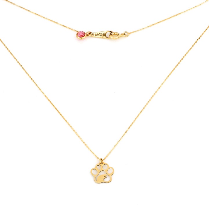 Lant aur galben 14k, cu pandant in forma de talpita pisica