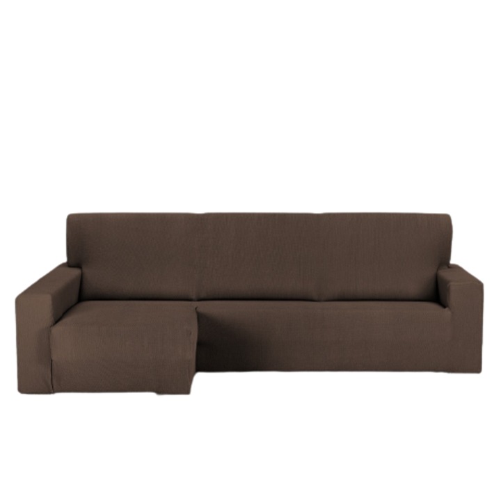 Husa coltar cu sezlong pe partea dreapta Sofazip, Lungime intre 230 - 300 cm, model PatternFit, Maro