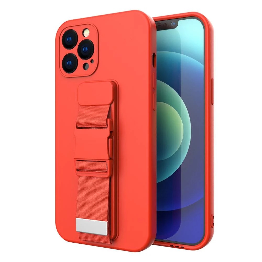 Carcasa Rope Case cu Lanyard Stand compatibila cu Xiaomi Redmi Note 10S / Redmi Note 10, Rosu