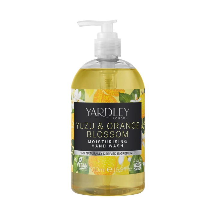 Течен сапун Yardley London, Юджа чай и портокалов цвят, Хидратиращ, 500 мл