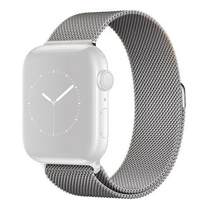 Гривна WatchBand, За Apple Watch 1/2/3/4/5/6/7/SE/Nike+, 38/40/41 мм, Milanese Loop, Сребрист