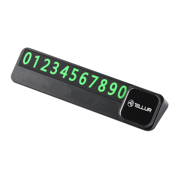 Tellur Basic telefonszámtartó ideiglenes parkoláshoz, műanyag, Fekete