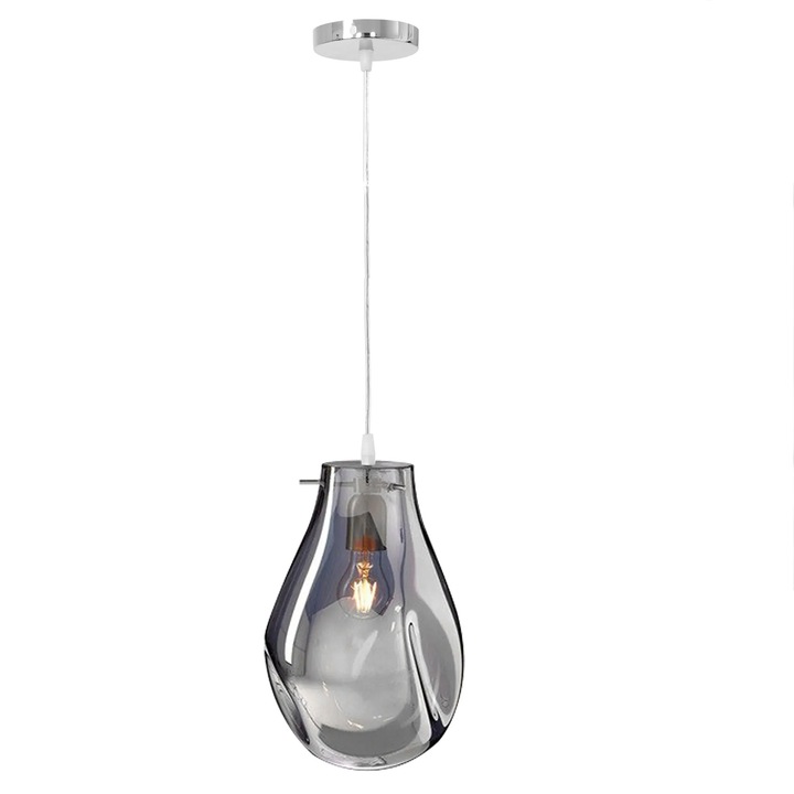 Pendul 1 Sursa E27 60W Sticla Silver 205x290 mm
