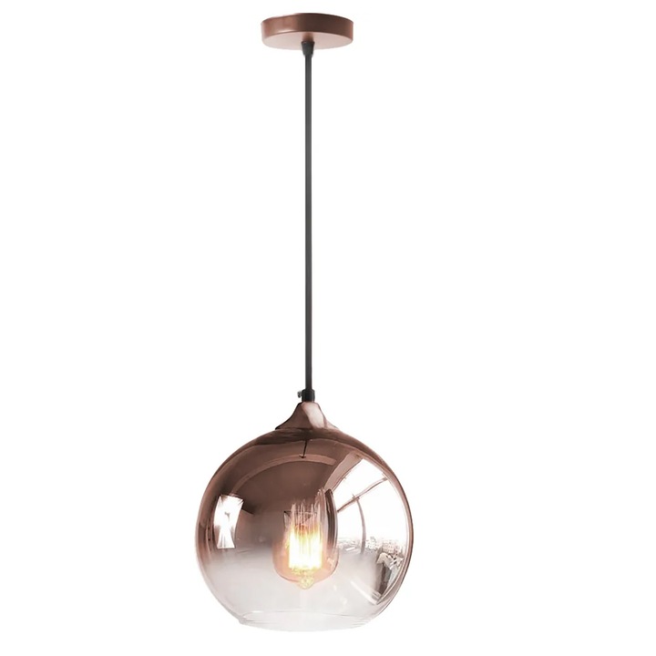 Pendul 1 Sursa E27 60W Sticla Rose Gold 200x210 mm