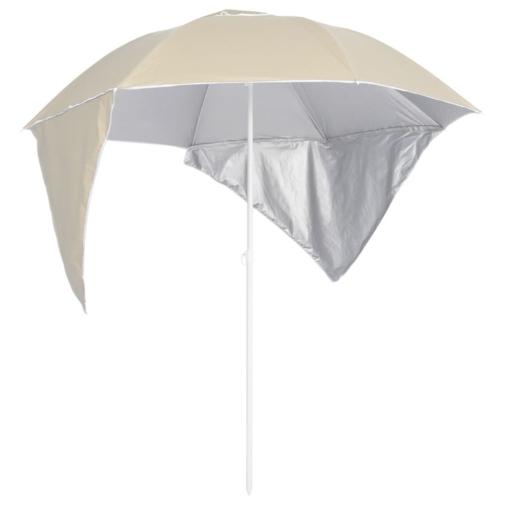 Umbrela de plaja, Zakito Europe, Poliester, 190x202/218cm, Argintiu/Bej