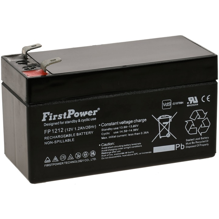 Acumulator FirstPower plumb-gel FP1212 compatibil APC RBC 35 1,2Ah 12V