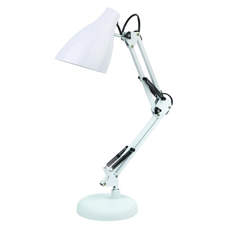 Lampa de birou Huerler® Mini Arhitect, E27, intrerupator, inaltime ajustabila, flexibila, protectie ochi, baza stabila, alb