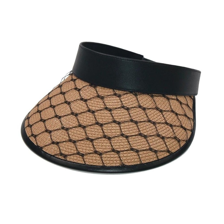 Sapca tip vizor, bej, cu plasa neagra, Patience, Pursehuit