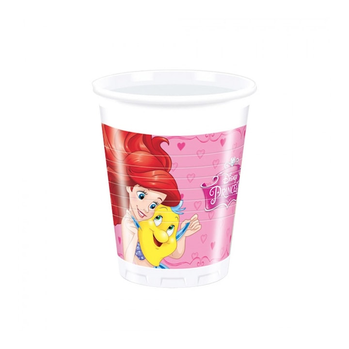 Set 8 pahare plastic Disney Princess 200 ml