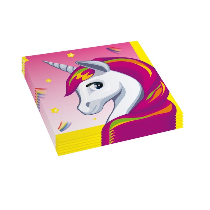 Set 20 servetele hartie Unicorn roz 33 x 33 cm